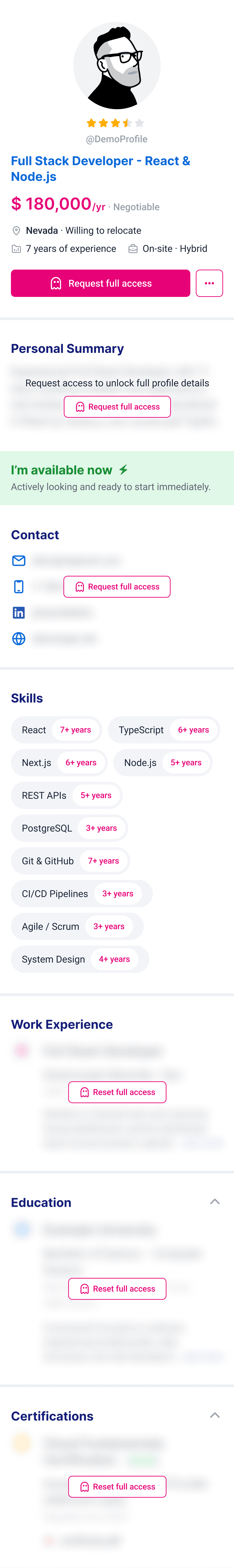 Public profile with hidden identity