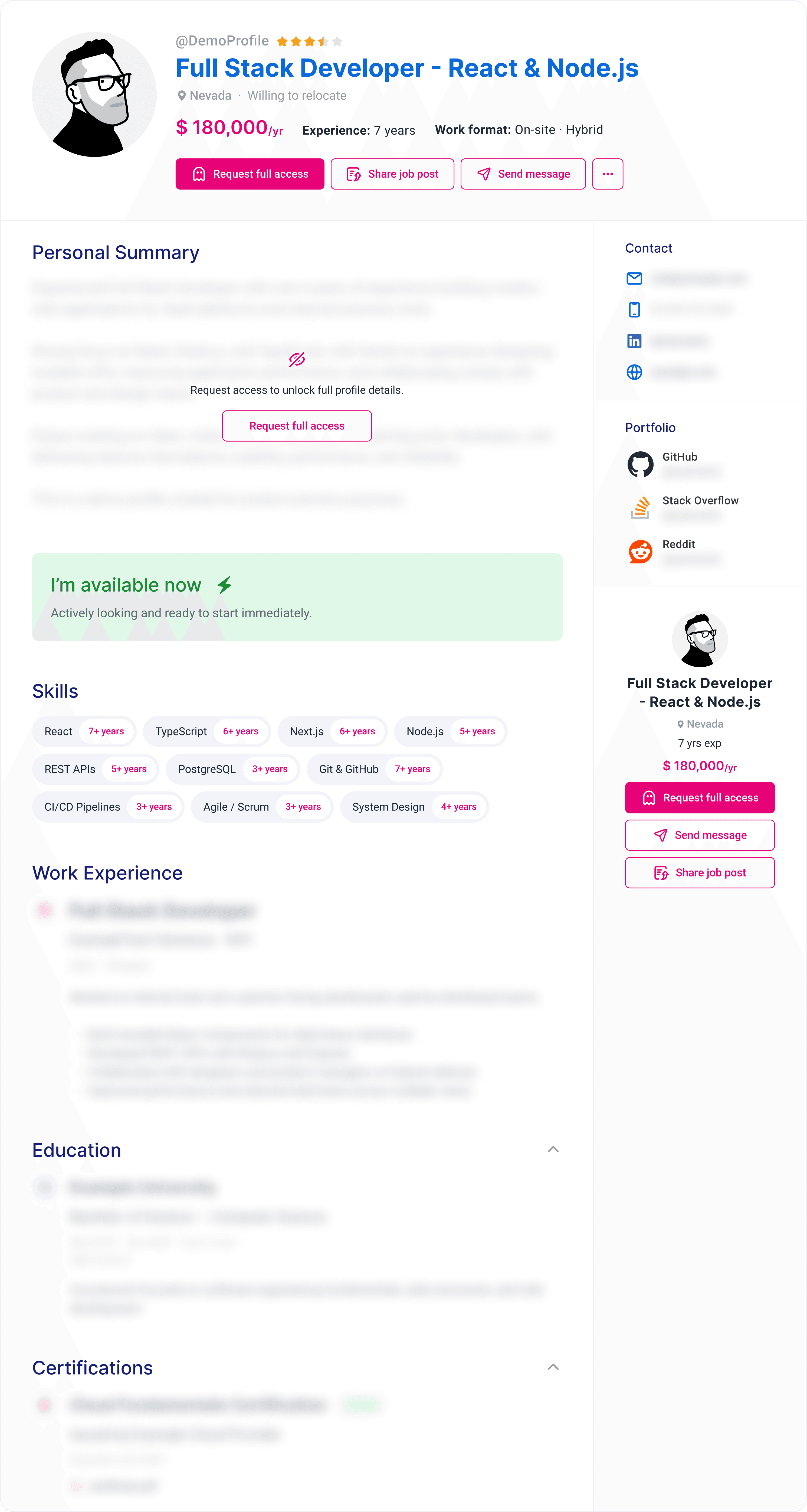 Public profile with hidden identity